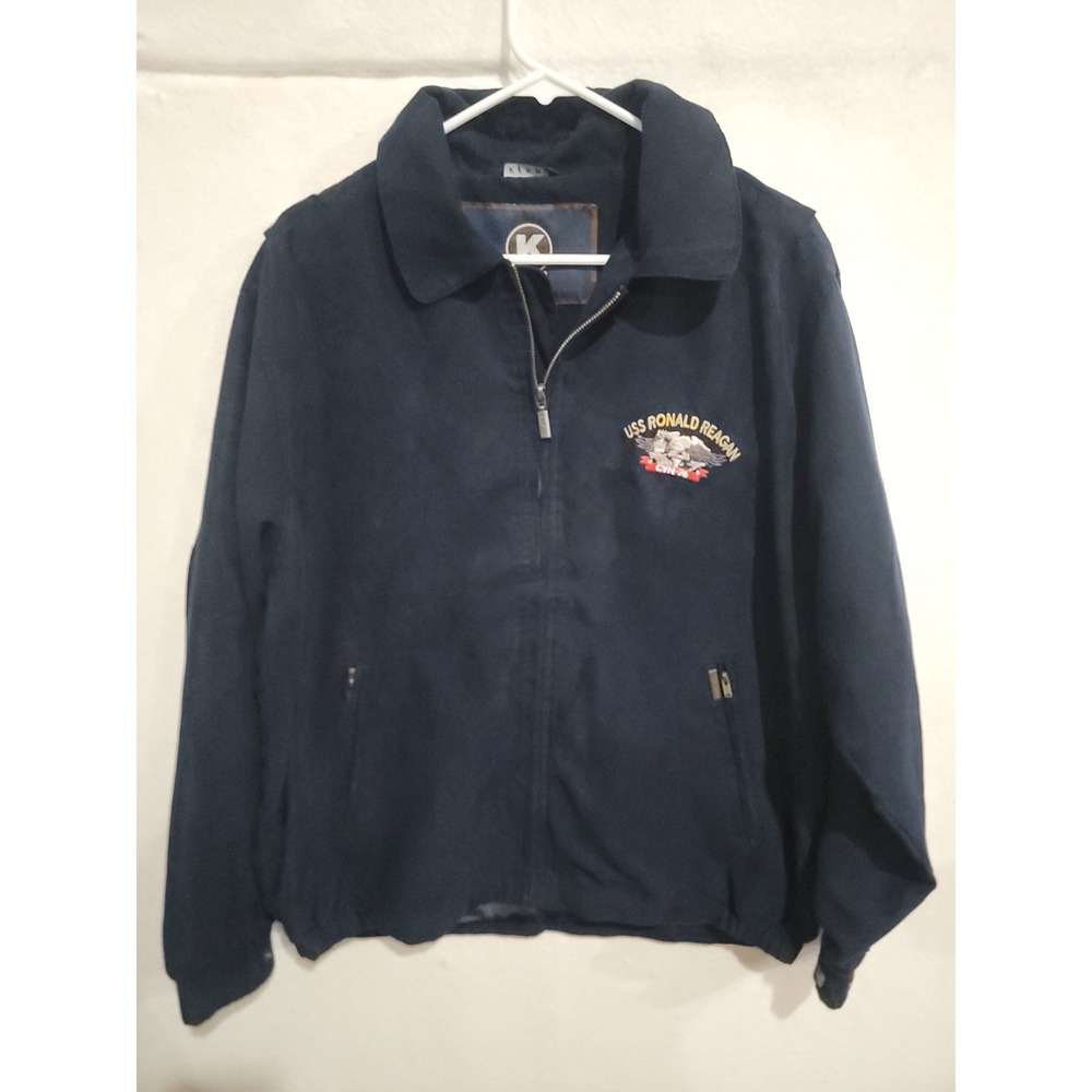 USS Ronald Reagan CVN-76 Navy Jacket Kenpo Faux Suede Embroidered Sz M‎ RARE